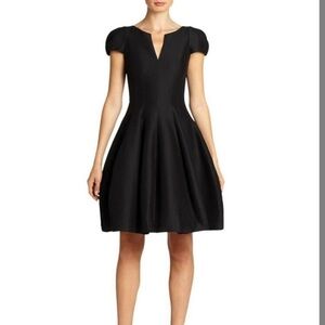 Halston Heritage Black Cocktail Dress Short Cap Sleeve Size 2
